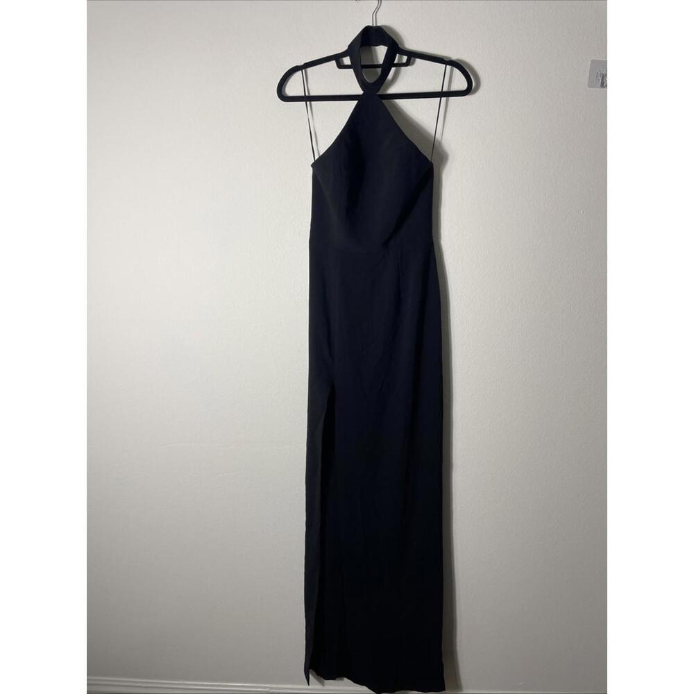 Amanda Uprichard Queen Gown Black Halter Long High Slit XS NWT $260 - Picture 5 of 11